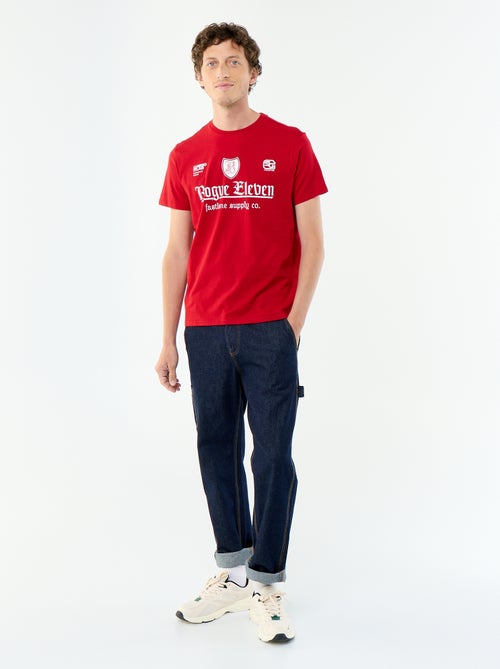 T-shirt homme en coton à col rond avec motif placé - Kiabi T-shirt homme en coton à col rond avec motif placé - Kiabi