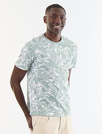 T-shirt homme en coton bio à motif placé et col rond