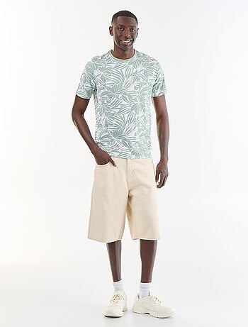 T-shirt homme en coton bio à motif placé et col rond