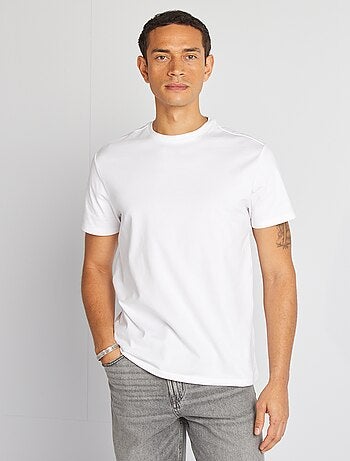 T-shirt uni en coton pour homme à col rond