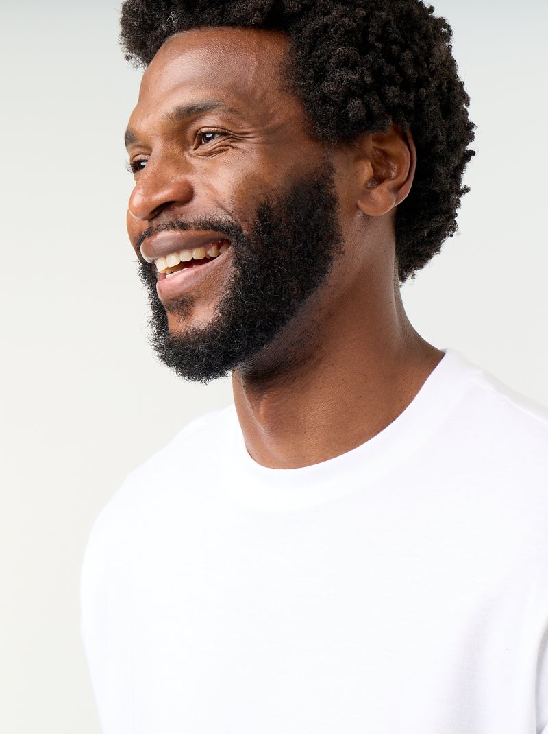 T-shirt homme en coton à col rond Blanc - Kiabi