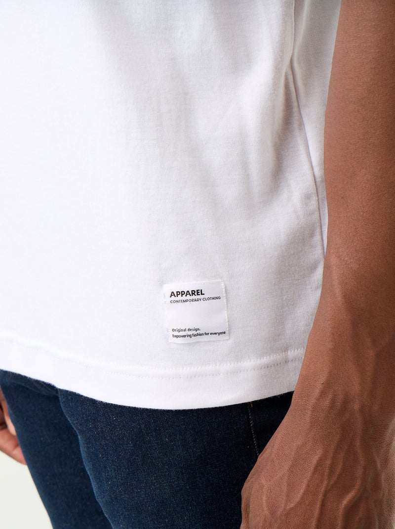 T-shirt homme en coton à col rond Blanc - Kiabi