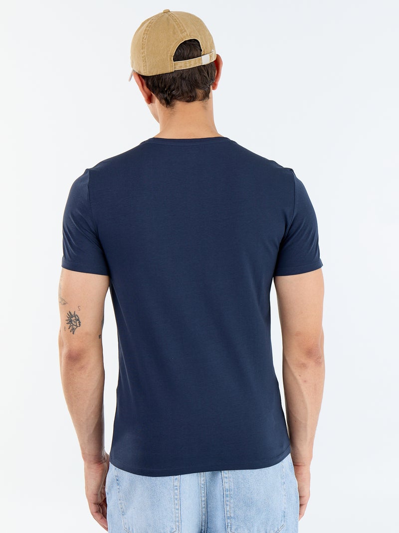 T-shirt homme en coton à col rond Bleu - Kiabi