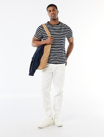 T-shirt en coton uni à col rond pour homme