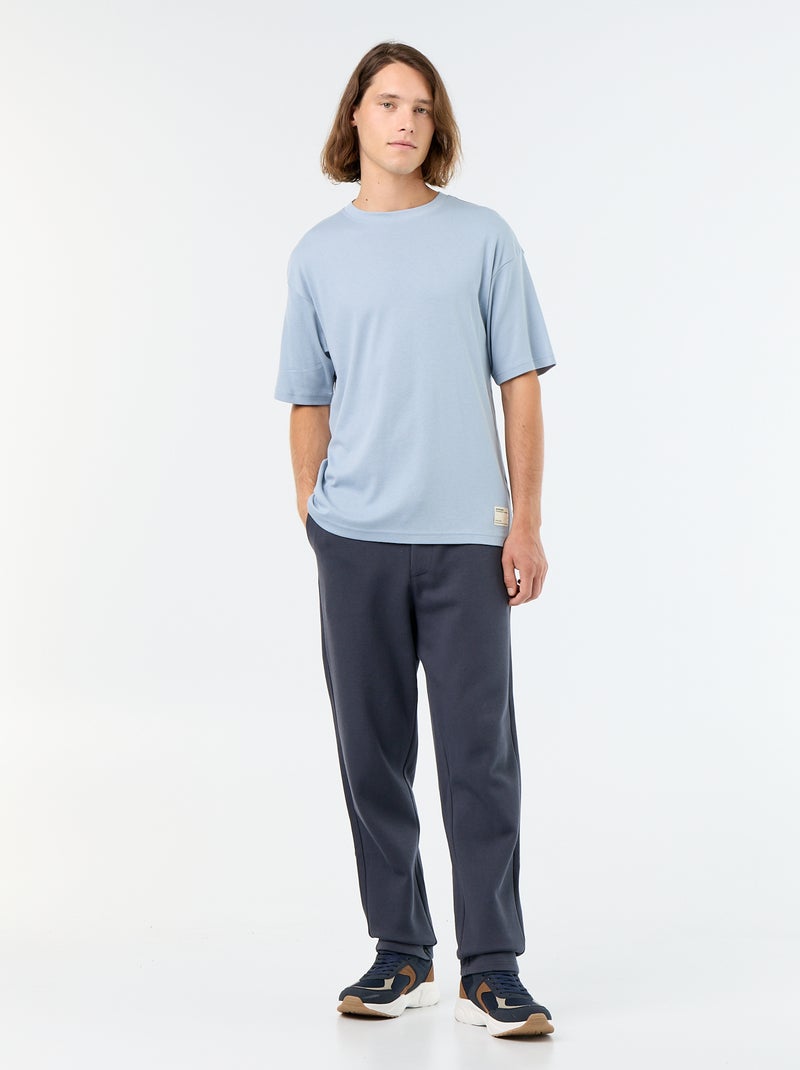 T-shirt homme en coton à col rond Bleu - Kiabi
