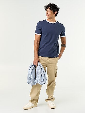 T-shirt en coton uni à col rond homme