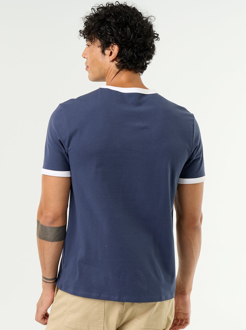 T-shirt Homme en coton à col rond Bleu - Kiabi