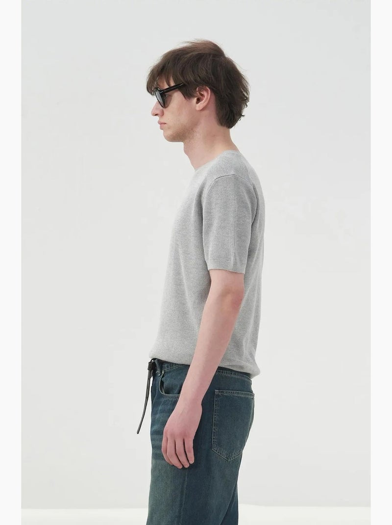T-shirt homme en coton à col rond giesto Gris clair - Kiabi