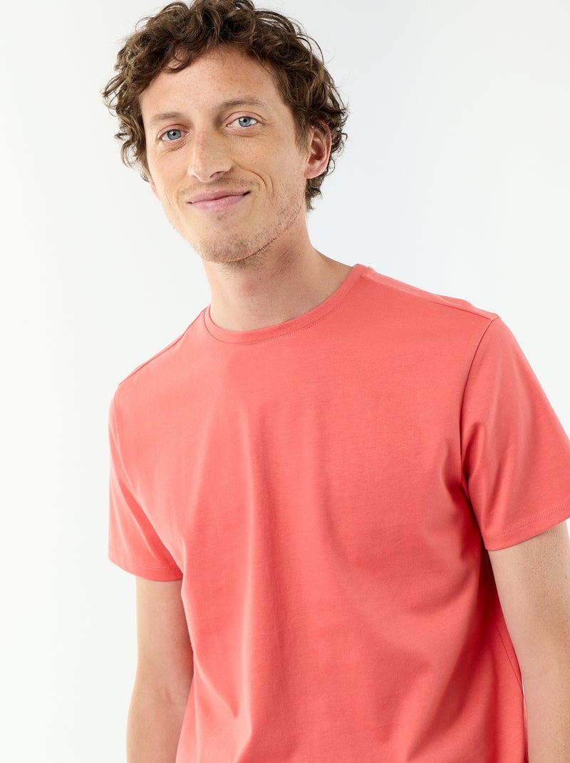 T-shirt homme en coton à col rond Orange - Kiabi