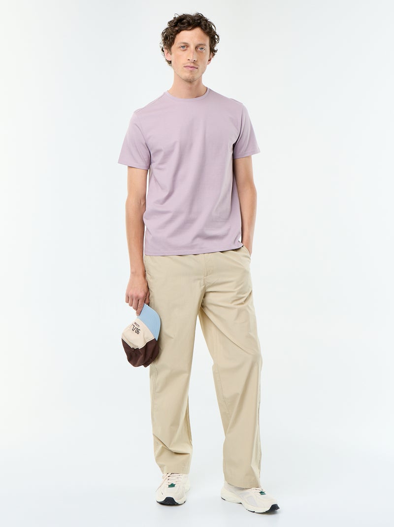 T-shirt homme en coton à col rond Rose - Kiabi
