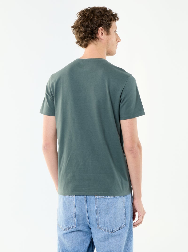 T-shirt homme en coton à col rond Vert - Kiabi