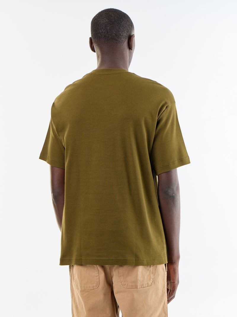 T-shirt homme en coton à col rond Vert - Kiabi