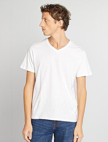 T-shirt homme en coton à col V