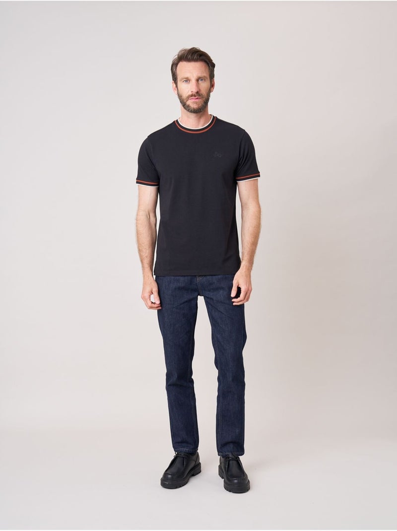 T-shirt homme en coton avec broderie poitrine 'deeluxe' Noir - Kiabi