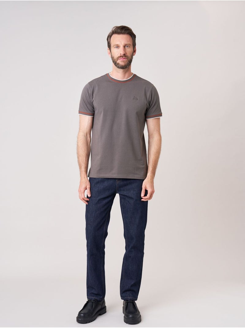 T-shirt homme en coton avec broderie poitrine 'deeluxe' Vert foncé - Kiabi