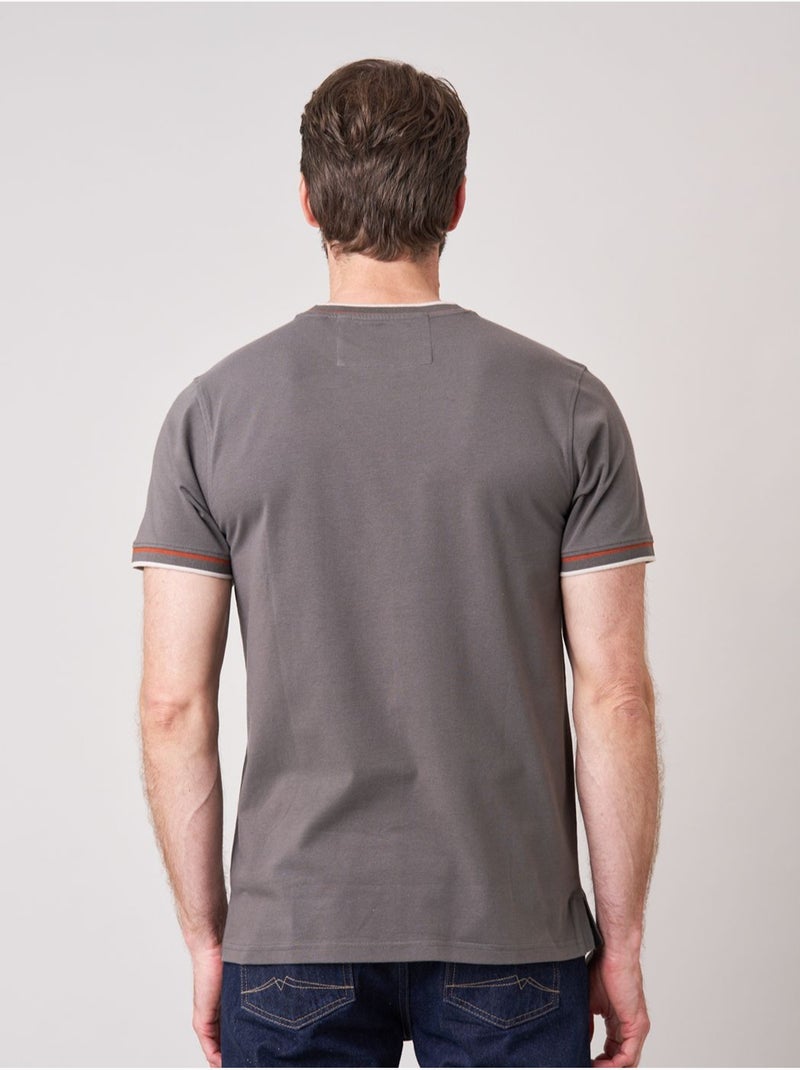 T-shirt homme en coton avec broderie poitrine 'deeluxe' Vert foncé - Kiabi