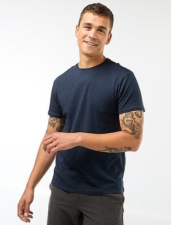 T-shirt homme en coton à col rond coupe droite