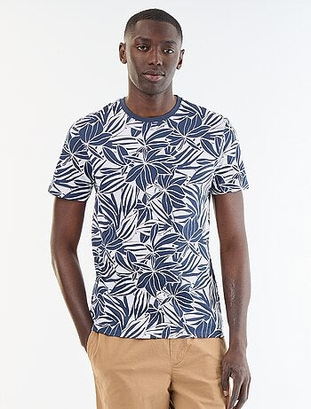 T-shirt homme en coton bio à motif placé et col rond