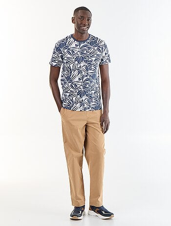 T-shirt homme en coton bio à motif placé et col rond