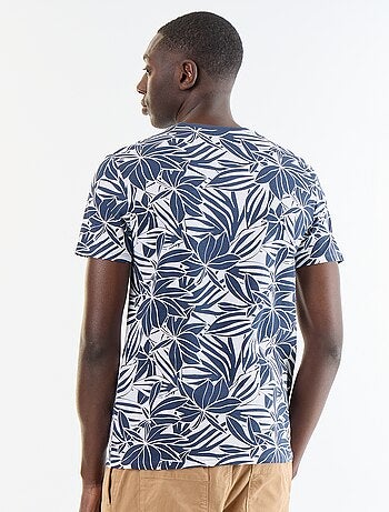 T-shirt homme en coton bio à motif placé et col rond