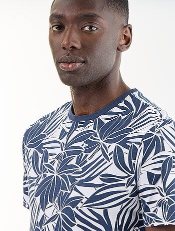 T-shirt homme en coton bio à motif placé et col rond