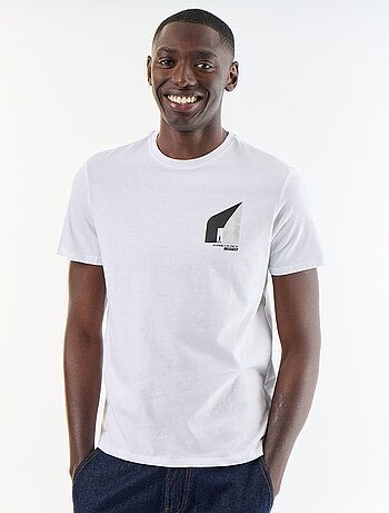 T-shirt homme en coton bio à motif placé et col rond