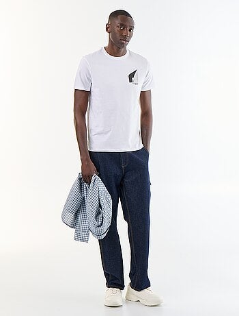 T-shirt homme en coton bio à motif placé et col rond