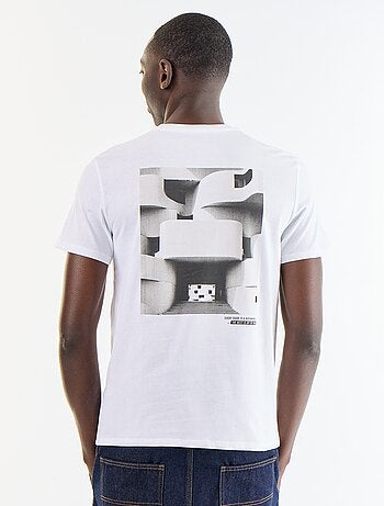 T-shirt homme en coton bio à motif placé et col rond