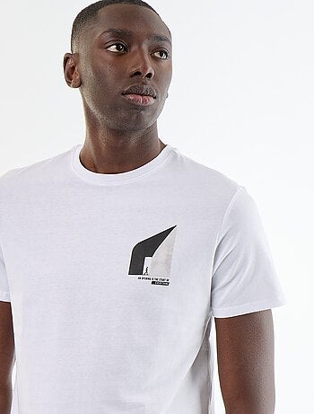 T-shirt homme en coton bio à motif placé et col rond