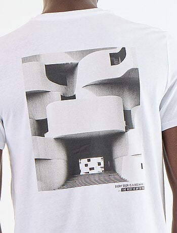 T-shirt homme en coton bio à motif placé et col rond