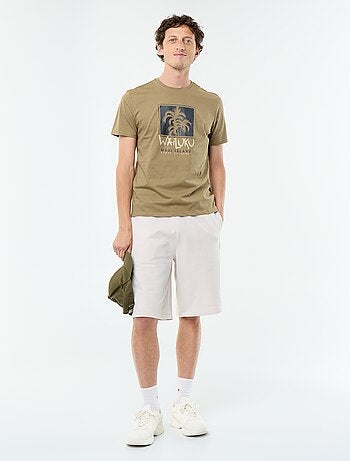 T-shirt homme en coton bio à motif placé et col rond