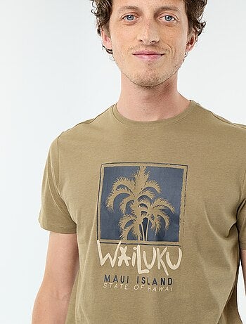 T-shirt homme en coton bio à motif placé et col rond