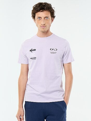T-shirt homme en coton bio à motif placé et col rond