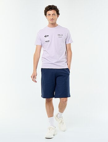 T-shirt homme en coton bio à motif placé et col rond