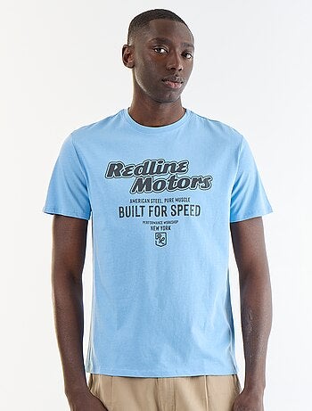 T-shirt homme en coton bio à motif placé et col rond