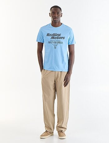 T-shirt homme en coton bio à motif placé et col rond