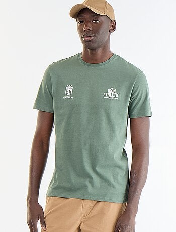 T-shirt homme en coton bio à motif placé et col rond