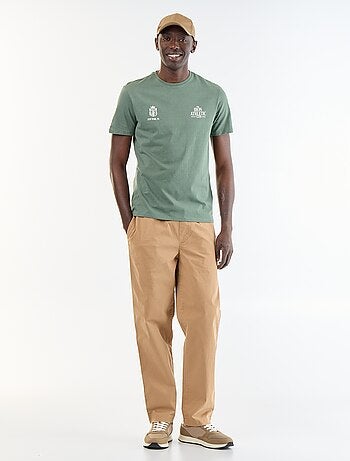 T-shirt homme en coton bio à motif placé et col rond