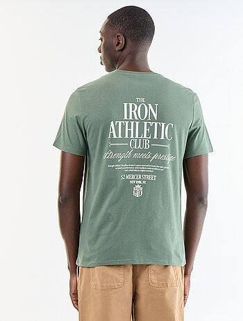 T-shirt homme en coton bio à motif placé et col rond