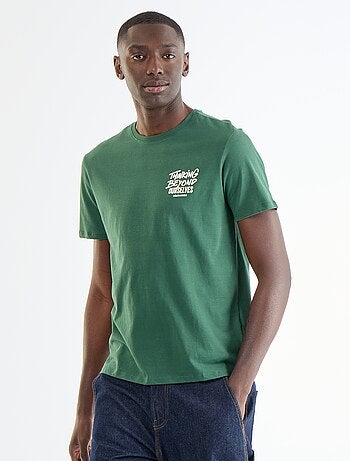 T-shirt homme en coton bio à motif placé et col rond