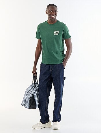 T-shirt homme en coton bio à motif placé et col rond