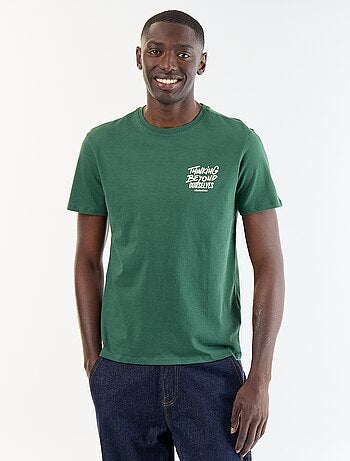 T-shirt homme en coton bio à motif placé et col rond