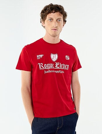 T-shirt homme en coton bio à motif placé et col rond