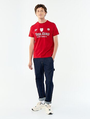 T-shirt homme en coton bio à motif placé et col rond