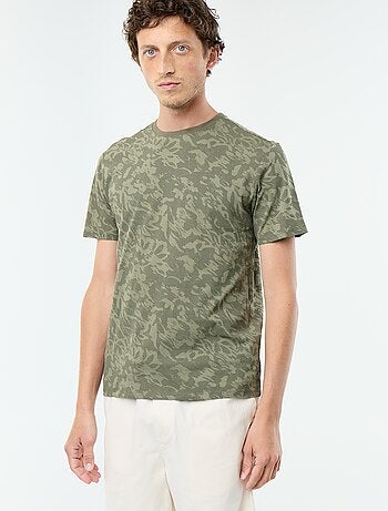 T-shirt homme en coton bio à motif placé et col rond