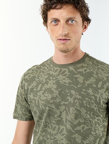 T-shirt homme en coton bio à motif placé et col rond