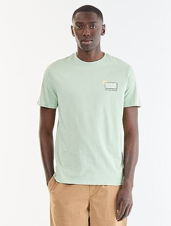 T-shirt homme en coton bio à motif placé et col rond