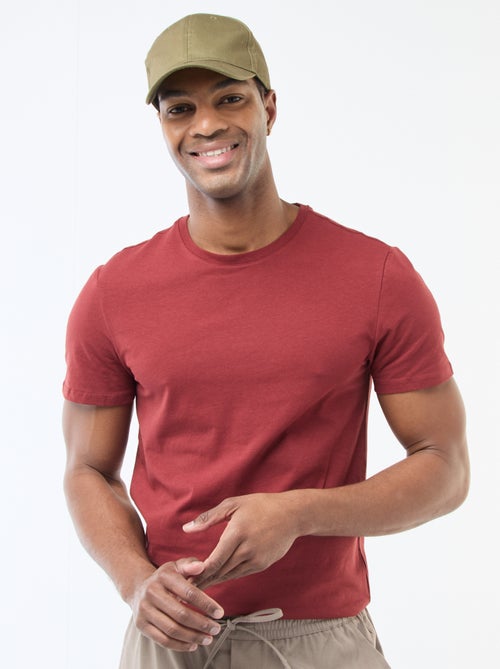 T-shirt homme en coton biologique col rond coupe slim - Kiabi