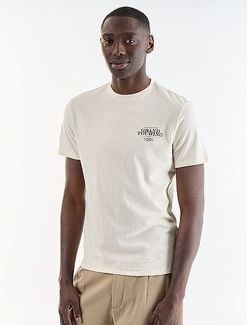 T-shirt homme en coton bio à motif placé et col rond