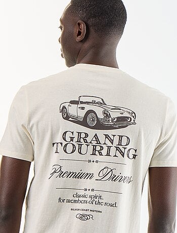 T-shirt homme en coton bio à motif placé et col rond